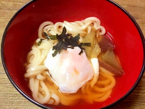 電子レンジで半熟卵！簡単月見おうどん